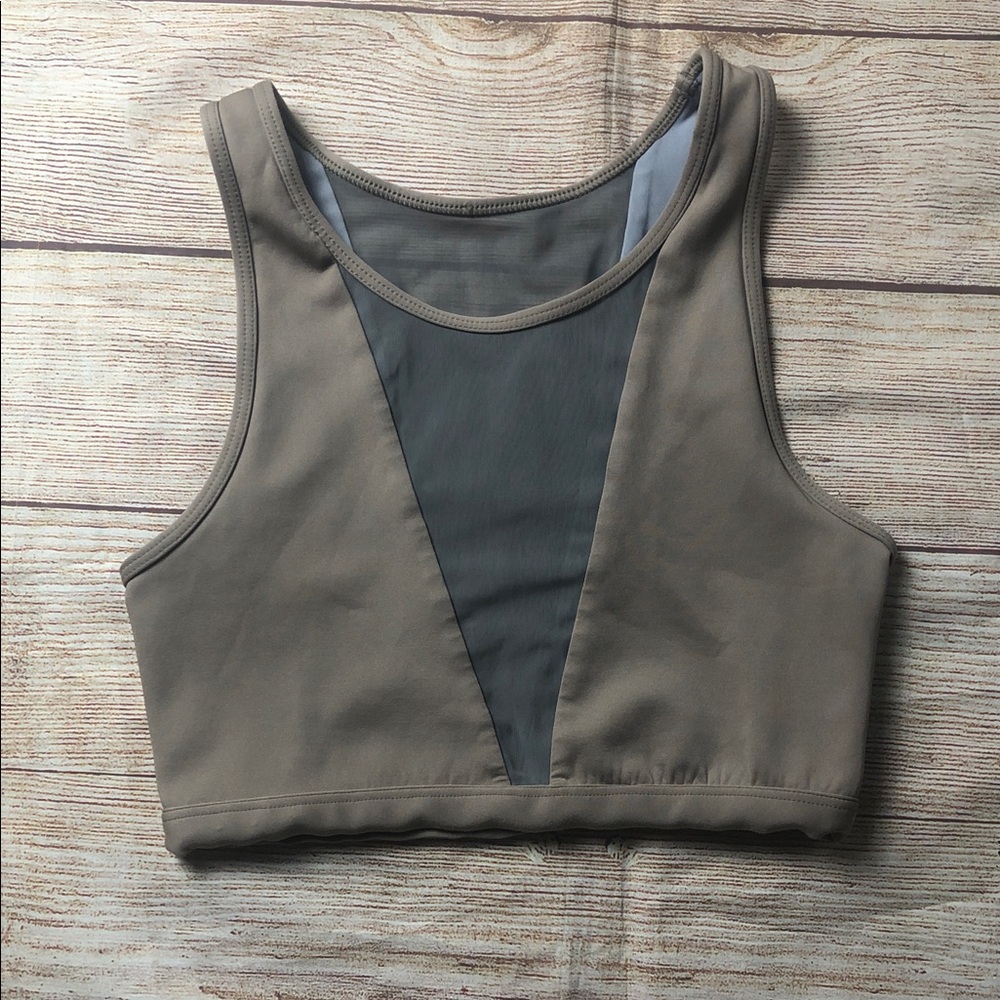 Varley Taupe and Charcoal Mesh Sports Bra‎